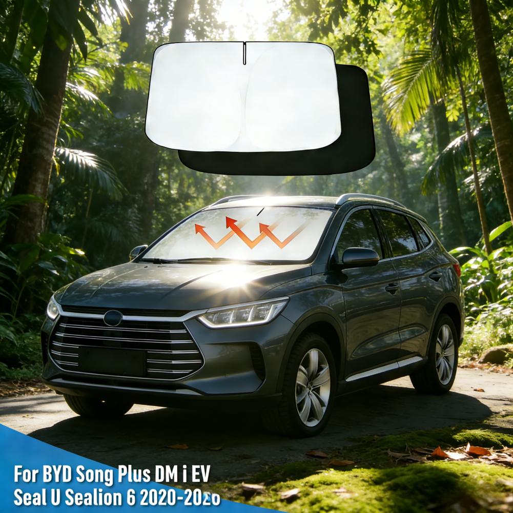 

Солнцезащитная шторка на лобовое стекло для BYD Song Plus DM i EV Seal U Sealion 6 2020 - 2025 Защитный козырек от солнца на окно Блокирует УФ-лучи серебряный