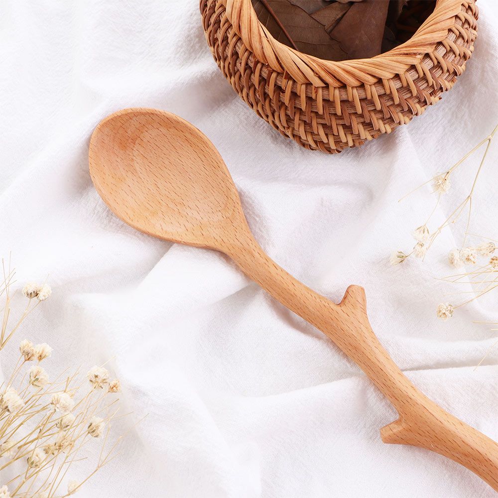 Branch Shape Long Handle Cooking Tableware Mixing Kitchen Utensil Stirring Spoon Wooden Spoon Soup Spoon