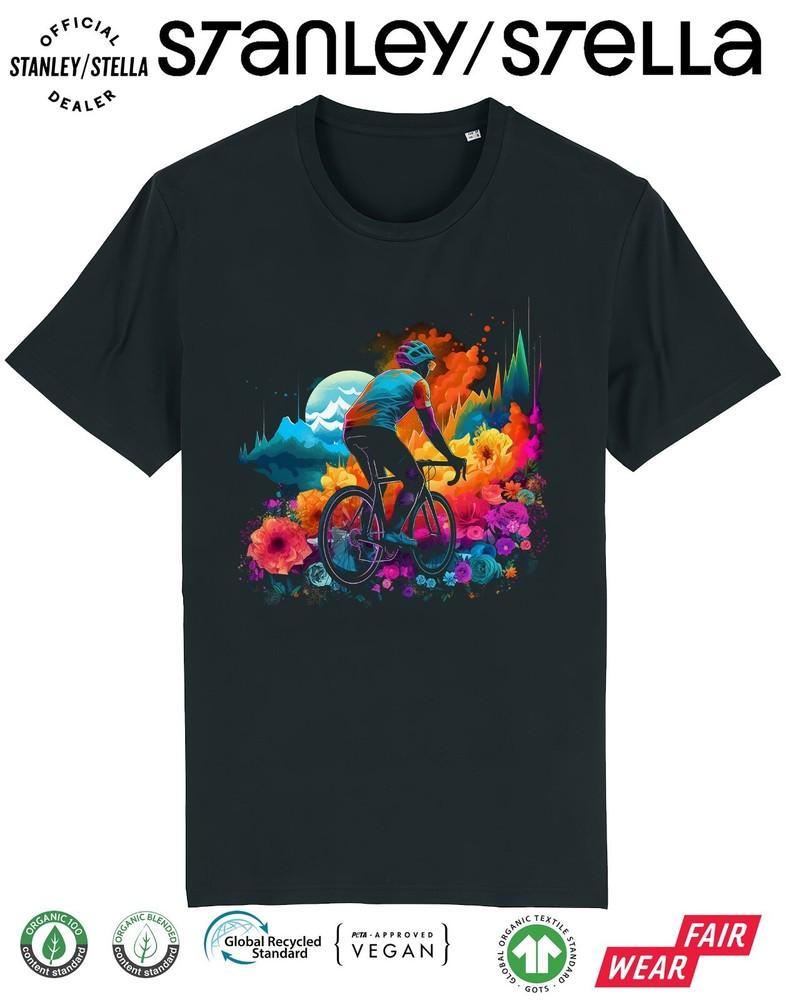 

Мужская футболка для велоспорта - Велосипедное искусство Живописные цветы - Подарок велосипедисту Велосипедная одежда L