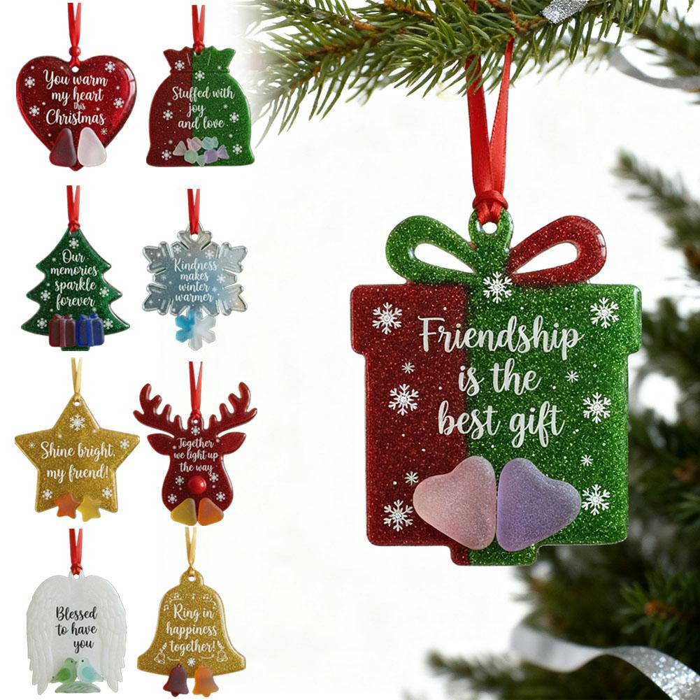 New Christmas Acrylic Friendship Hanging Pendants Ornaments Xmas Tree 2026 New Year Party Home Decoration DIY Gifts