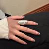 Korean Style S925 Sterling Silver Arc-Shaped Polished Ring
