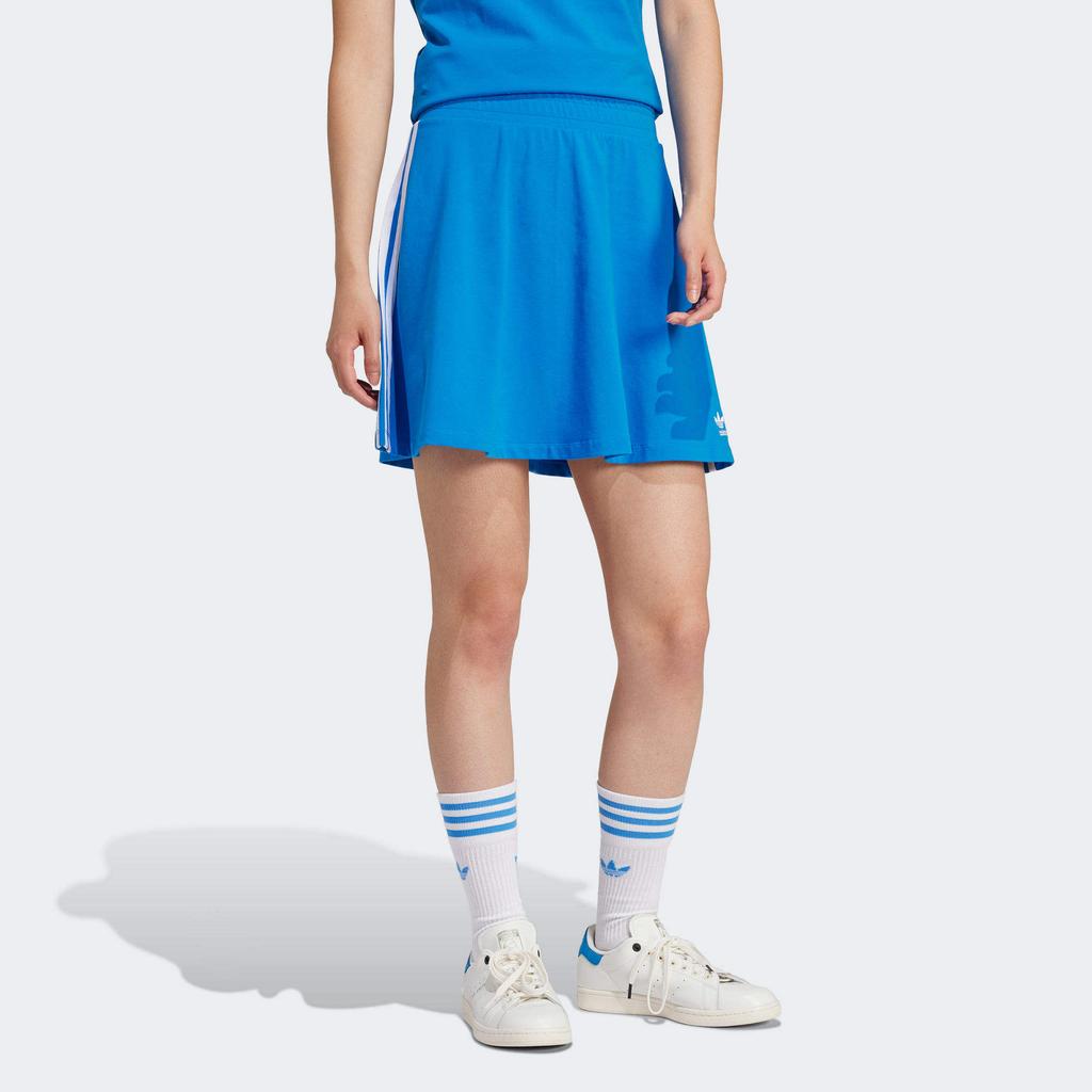 Adidas Originals Adicolor Classic Three Stripes Color Block Pattern Elastic Waist Casual Skirt Women Skirts Blue IP0704