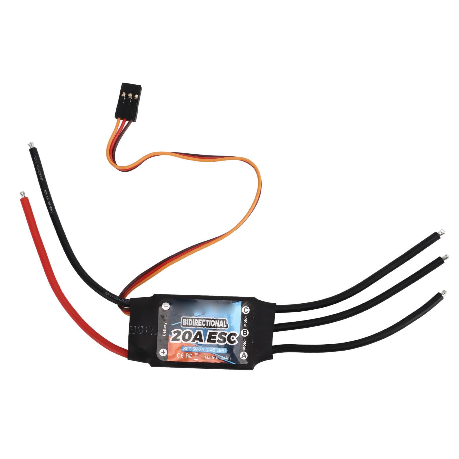

ESC Bidirectional Quick Response Brushless Electronic Speed Control for RC Cars Boats 20A