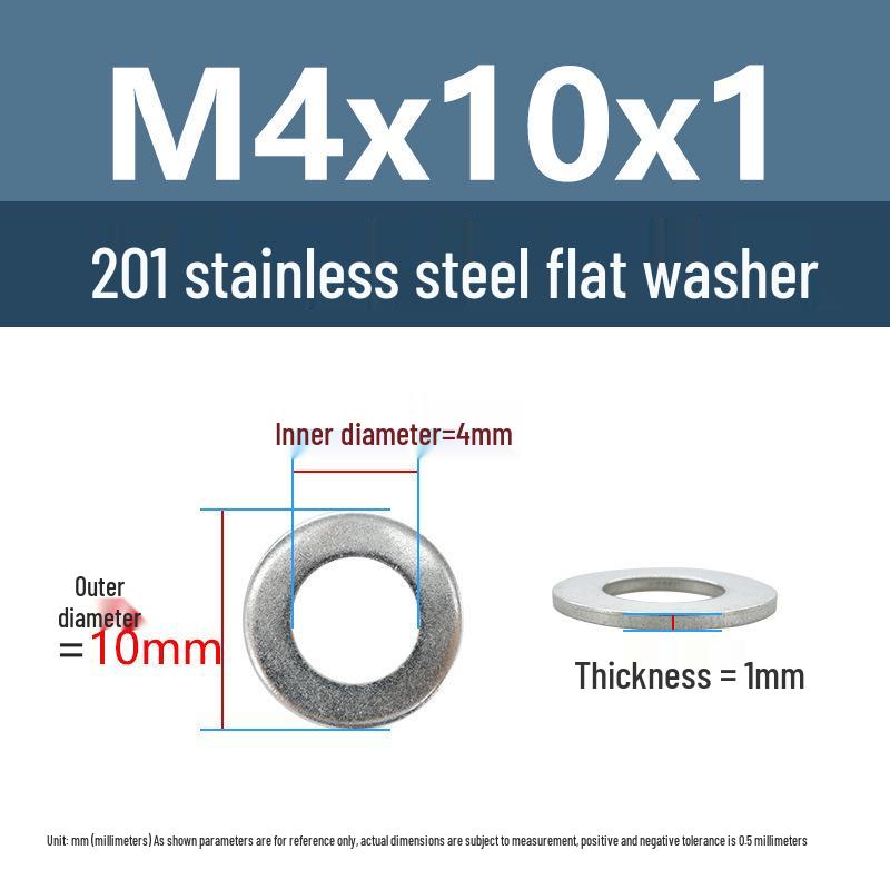 Yigu Oversized Thickened 201 Stainless Steel Flat Washers for M3, M4, M5 Industrial Use