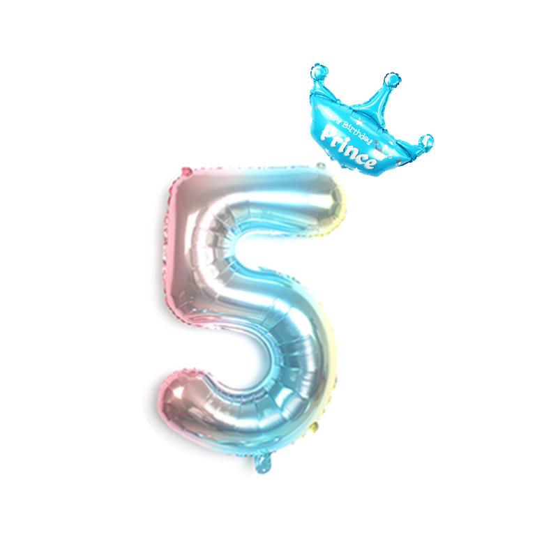 32 Inch Gradual Change Digital + Crown (Independent Packaging) Digital Road Lead 0-9 Aluminum Foil Balloon Birthday Anniversary Celebration