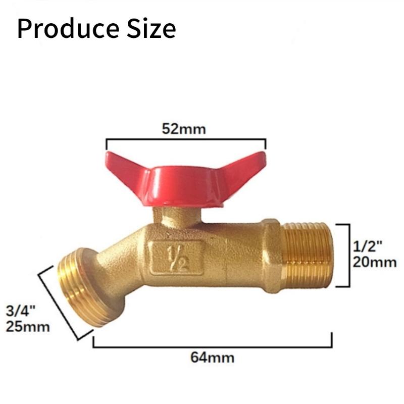 Heavy Duty Brass Faucet Weather Resistant Brass Spigot 1/2 Inch NPT Male to 3/4 Inch GHT Male for Garden Hose Use