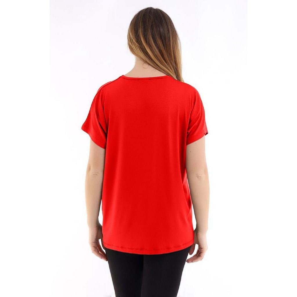 Damen Schwarzes Übergröße Basic T-Shirt mit V-Ausschnitt