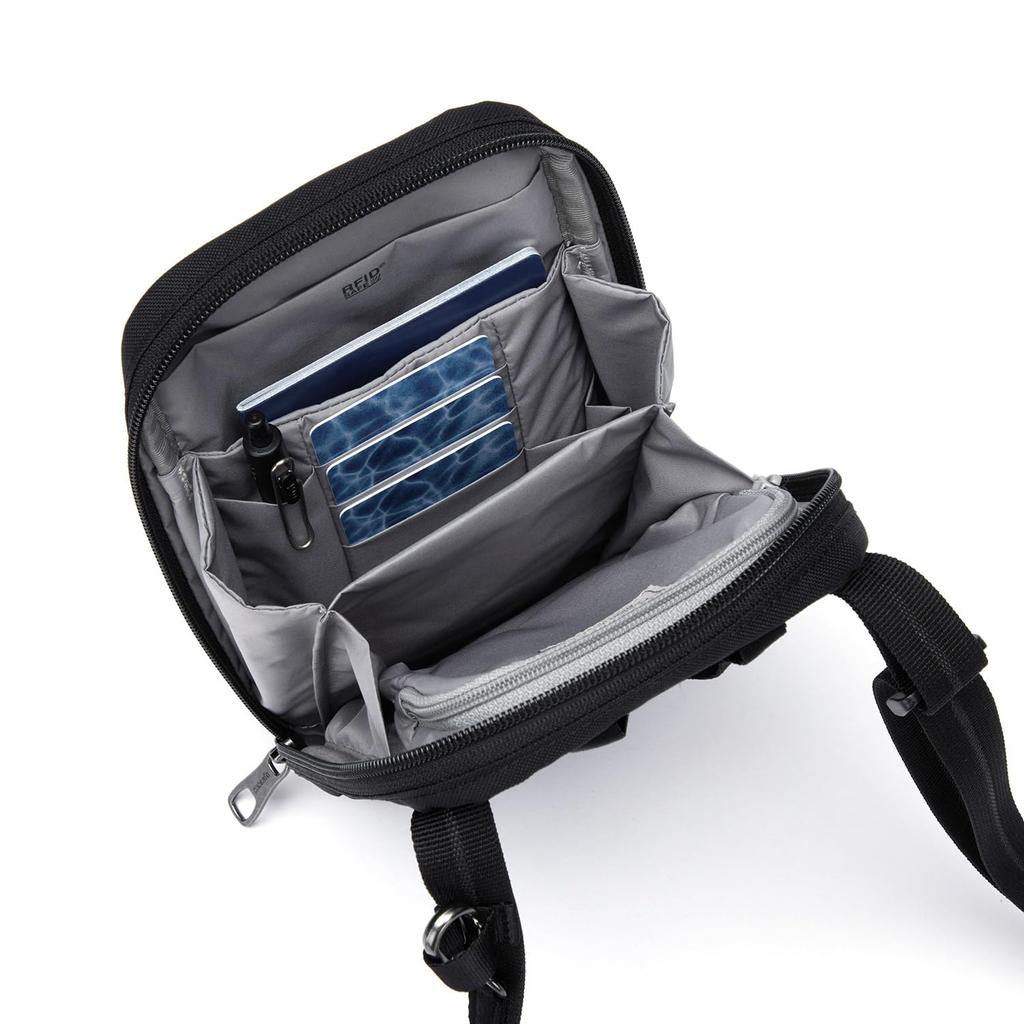 Pacsafe RFIDsafe RFID-Blockier-Tech Umhängetasche, Schwarz.