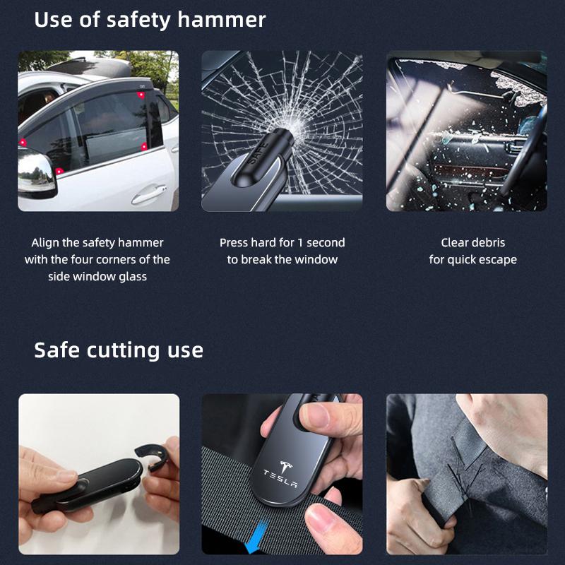 NLVAC1 Car Safety Hammer Auto Emergency Glass Window Breaker Seat Belt Cutter Escape Tool For Tesla Model 3 Y S X Cybertruck Highland