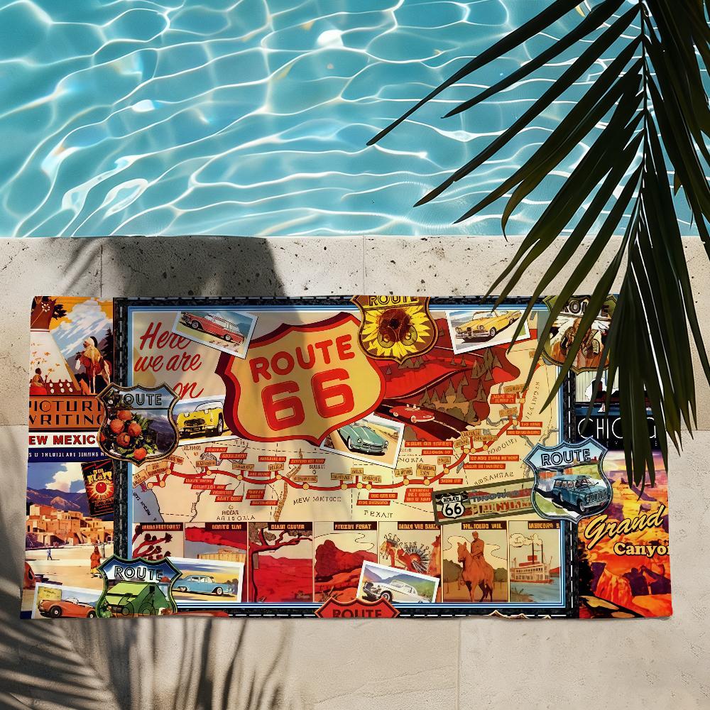 Fashion US Route 66 Towel Quick Drying Beach Towels Are Suitable For Swimming Pools Camping Yoga And The Gym