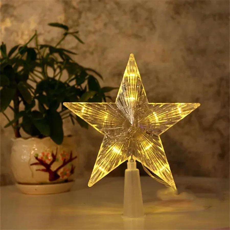 LED Pentagram Christmas Tree Top Lights New Year Decoration Garland Fairy Lights Party Wedding Christmas Decoration