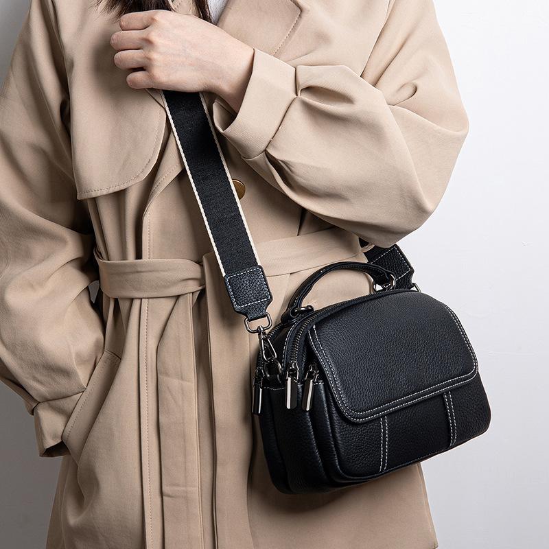 Leather Women's Bags, Women's Bags, Small Round Bags, Fashionable Buns Bags, One-shoulder Hand-held Crossbody Bags