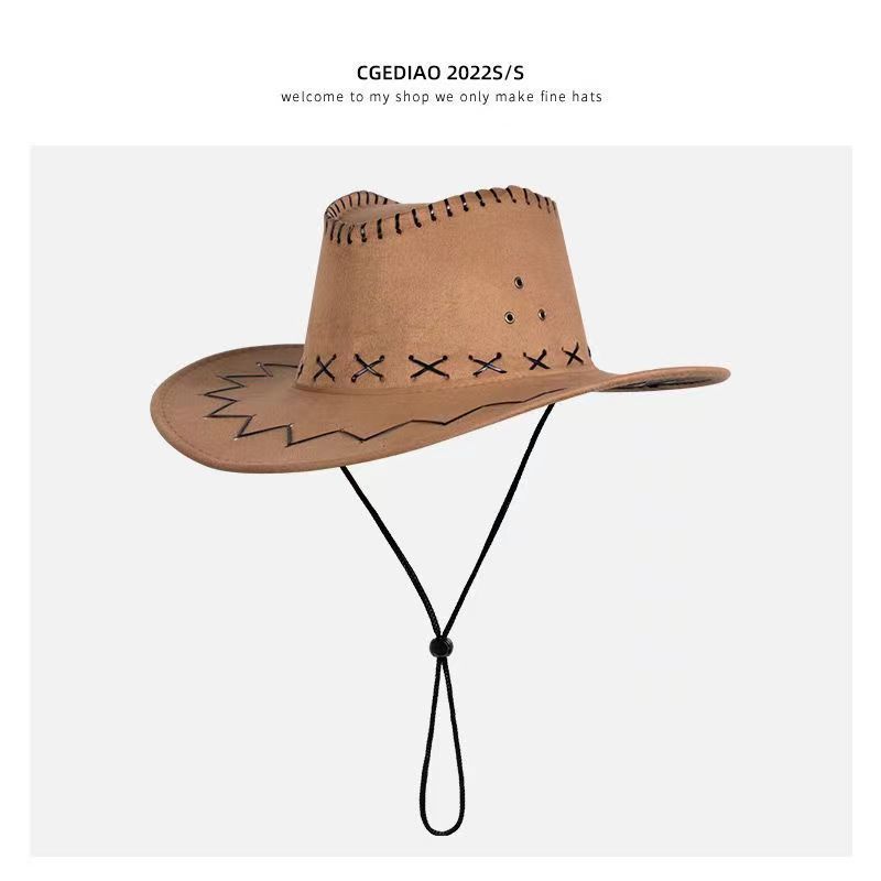 Vintage Western Cowboy Hat British Knight Hat Men's Top Hat Shade Jazz Hat Women's Summer Sunscreen Eaves