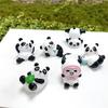 6 Pack Cartoon Panda Figurines Small Animal Models Miniatures Ornaments for Cake Toppers and Car Decors Accessories