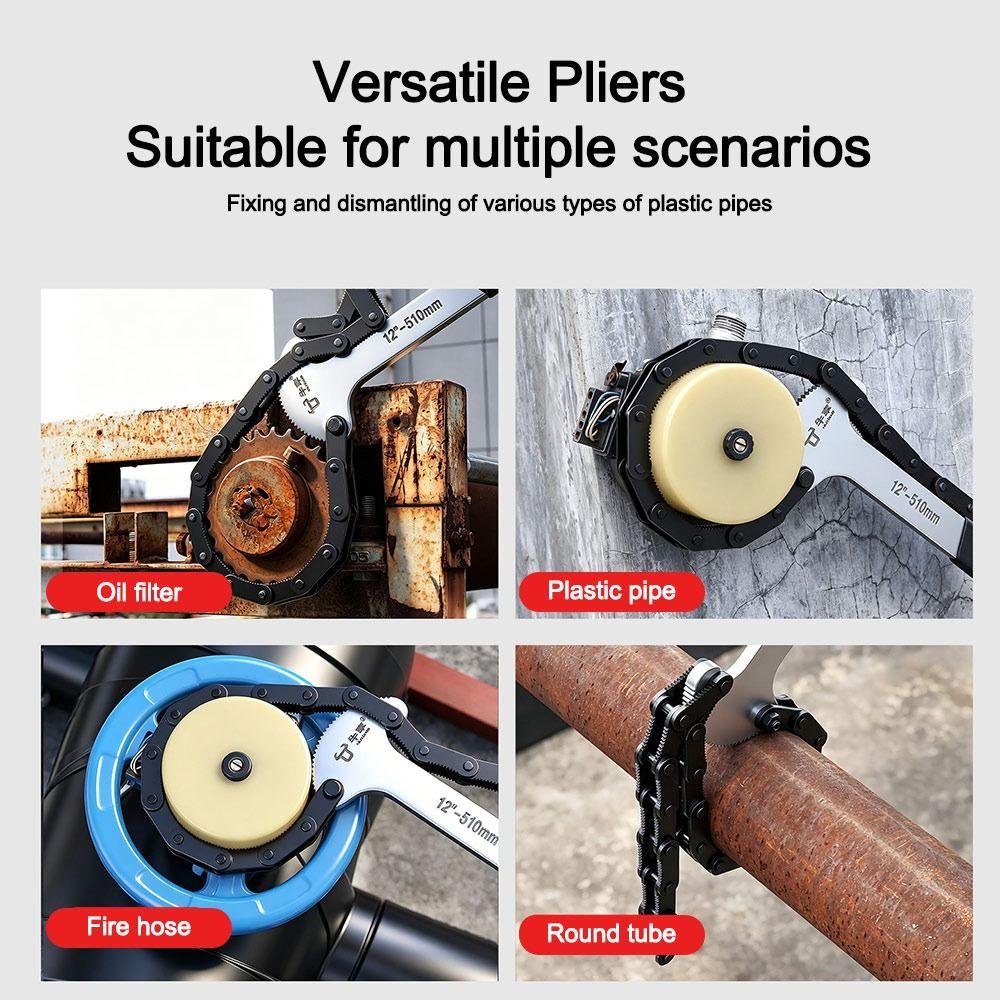 Widened Chain Links Oil Filter Wrench 8/10/12inch Adjustable Chain Wrench Pipe Maintenance