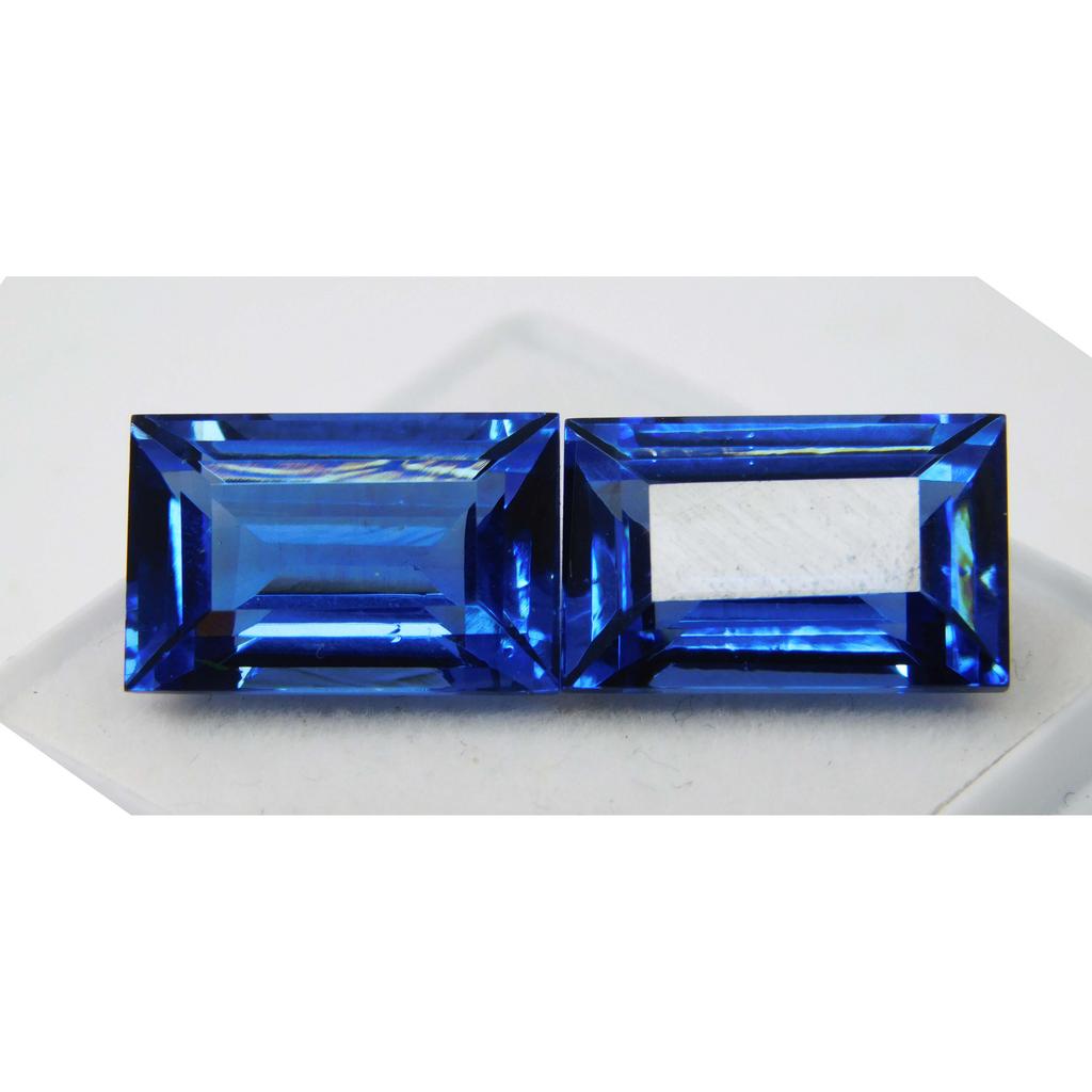 Sri Lankan 21Ct Natural Blue Sapphire Baguette Cut Loose Gemstone PAIR