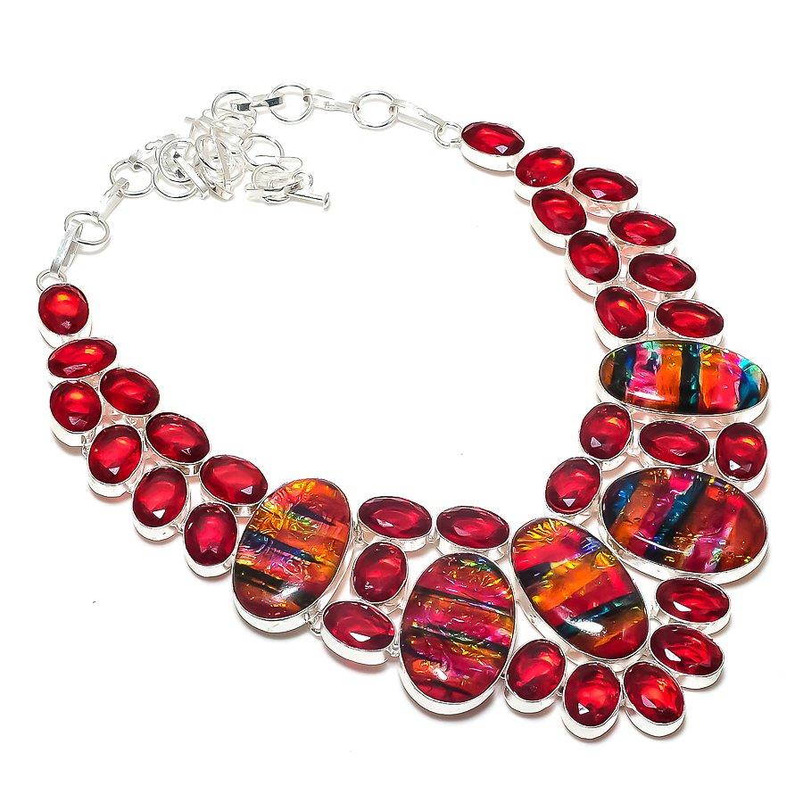 

Natural Ammolite, Garnet Gemstone 925 Sterling Silver Jewelry Necklace 18 u2Q08