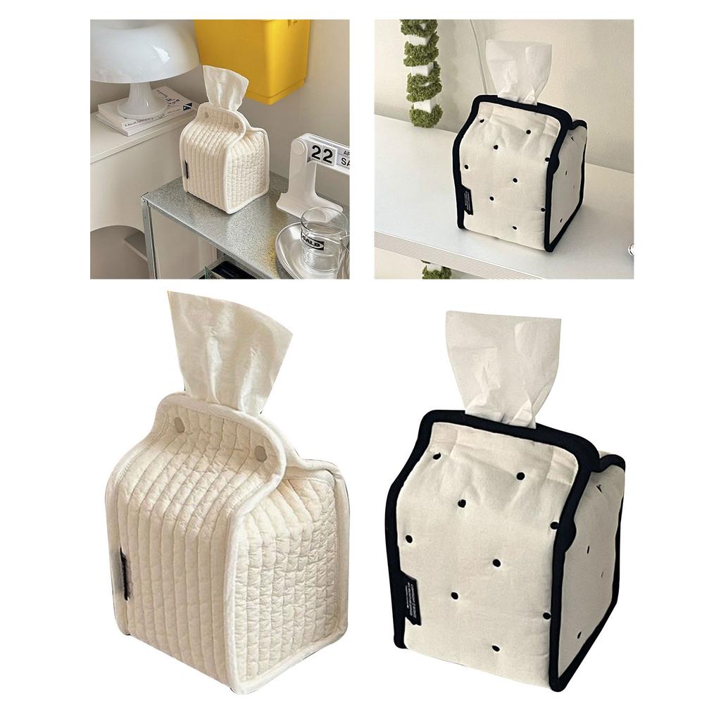 Stylish Striped Fabric Standing Tissue Holder With Removable Designs for Home Office Storage Organization