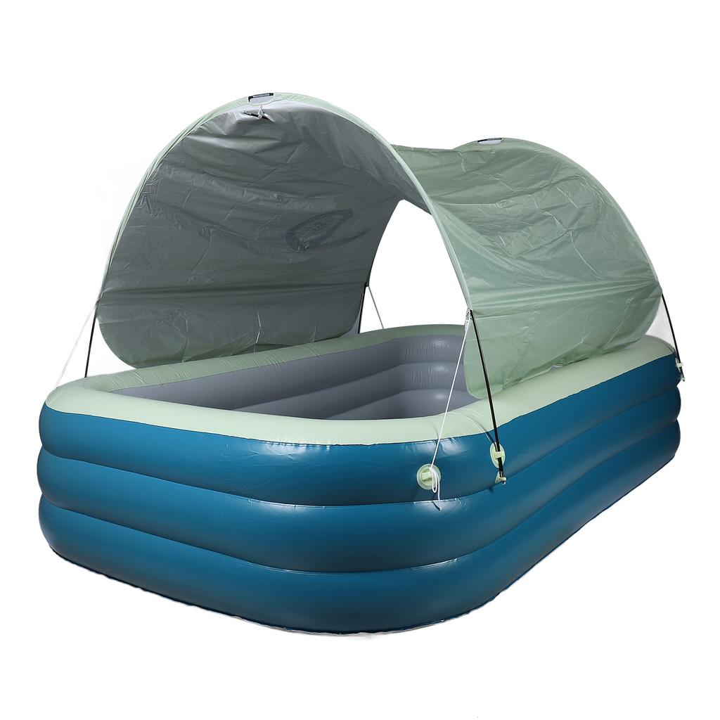 Inflatable Pool with Canopy Inflatable Swimming Pool Blow Up Pool with Water Slide for Adult Family
