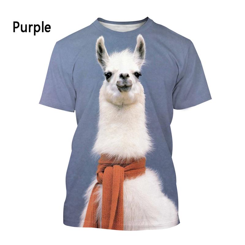 Fashion 3D Animal Print Mens Clothes Women Outdoor Funny Alpaca Printed T-shirt Kids Summer Casual Short Sleeve O-neck Tee Tops