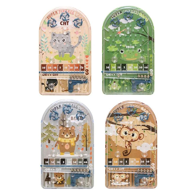 Mini Pinball Strategy Game Machine Cartoon Frog and Kitten Educational Toy for Kids Interactive Labyrinth Beads Party Fun