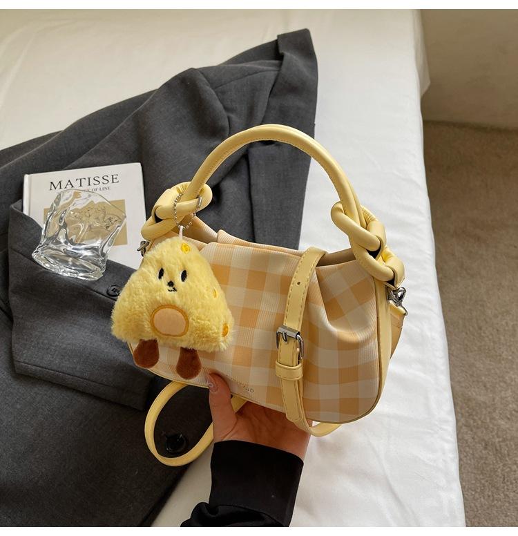 

Niche pleated handbag, foreign style plaid bag 2025 new trend versatile shoulder bag, high-end messenger bag women жёлтый