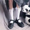 Japanese Lolita Retro White Satin Bow Trendy Cool Dark Jk Two Wear Stacked Calf Socks