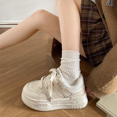 Muffin and Student Retro Versatile Height-increasing Platform White Shoes Women's 2025 New Autumn and Winter Lightweight Sports Shoes