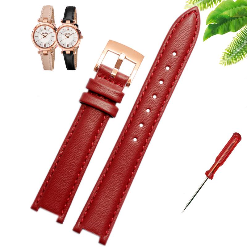 Genuine Leather Watch Band Women's Watch Strap for Folli Follie Lady Bubble Series Notch Pin Buckle Watch Bracelet 12MM 16MM 20