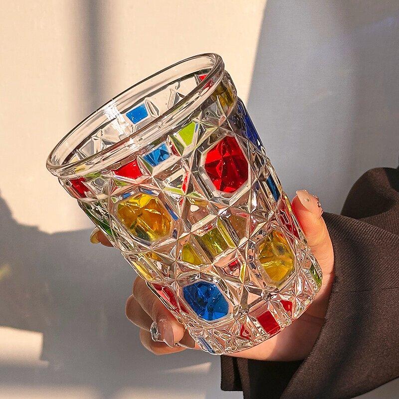 Handcarved Glass Crystal Cup Style Creative Engraved Chessboard Whiskey Glass Wine Glass 310ml Crystal