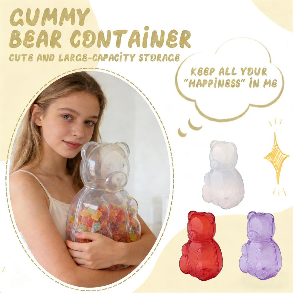 Urocze przezroczyste pojemniki w kształcie misia do przechowywania słodyczy i przekąsek