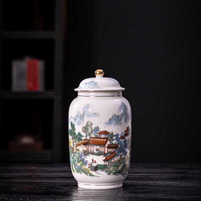 Керамическая герметичная банка для чая с пейзажем
