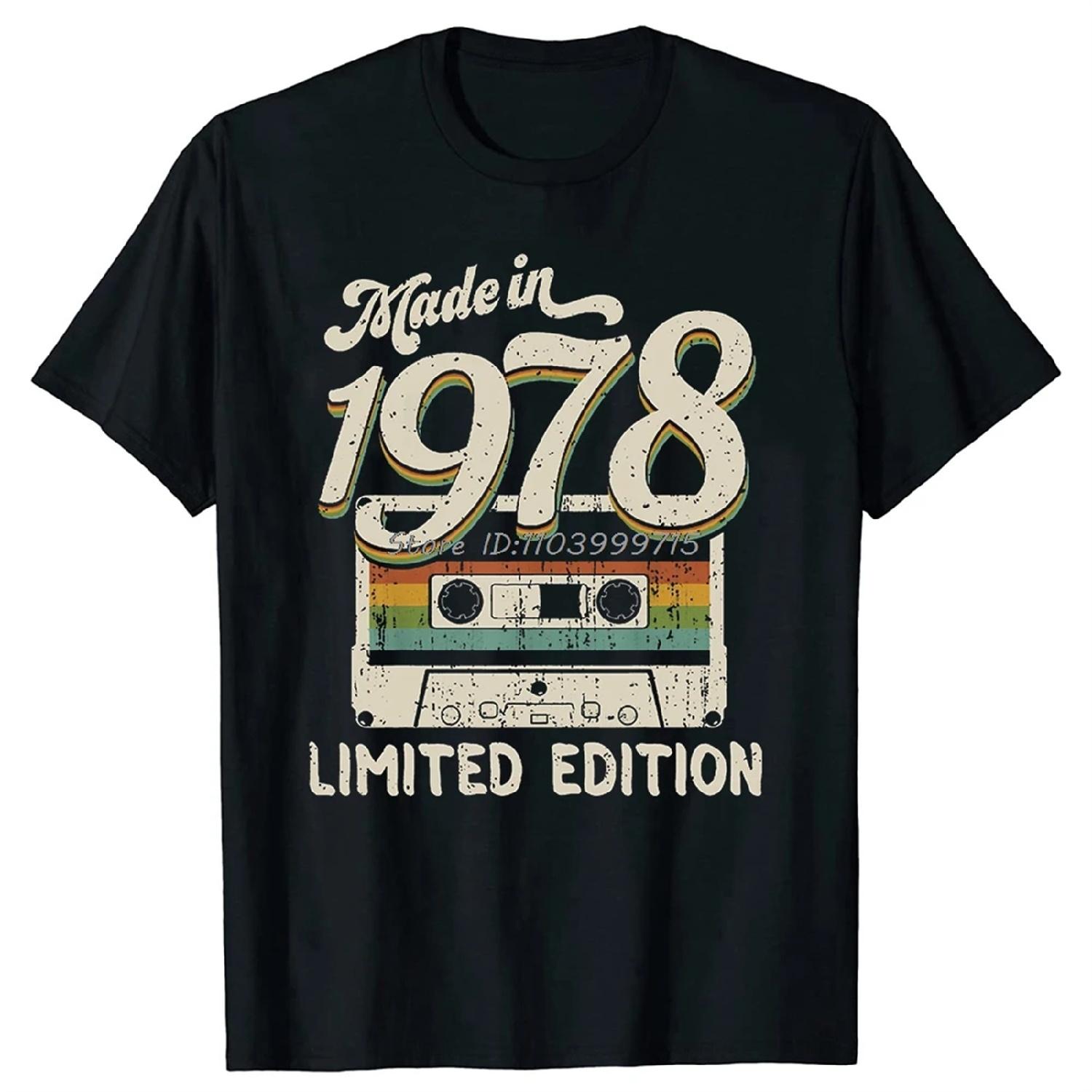 Сделано в 1978 году Лимитированный выпуск Все оригинальные детали Состарено до совершенства Винтажная футболка Модная футболка Повседневная базовая футболка Мужская футболка Топы S