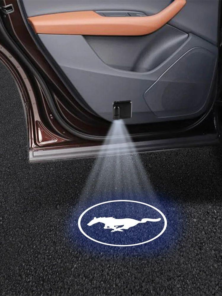 Car Sticker 1pcs Car Door Emblem Projector Light Wireless Welcome Lamp Auto Accessories For Ford Fiesta Mondeo Fusion Explorer E