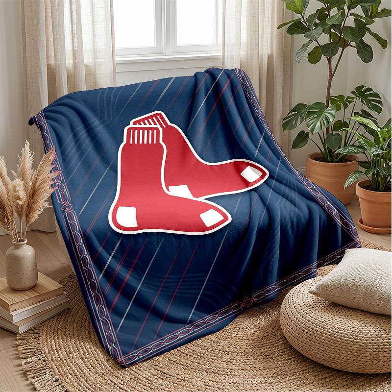 Boston Red Sox Flannel Fleece Blanket Cozy Warm Throw Blanket For Couch Bed Travel All Season Use