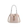 Rowan 22 Brand Logo Classic  Synthetic Leather Bucket Bag Handbag  Medium Size  Women's  Sand Yellow Mixed with Taupe