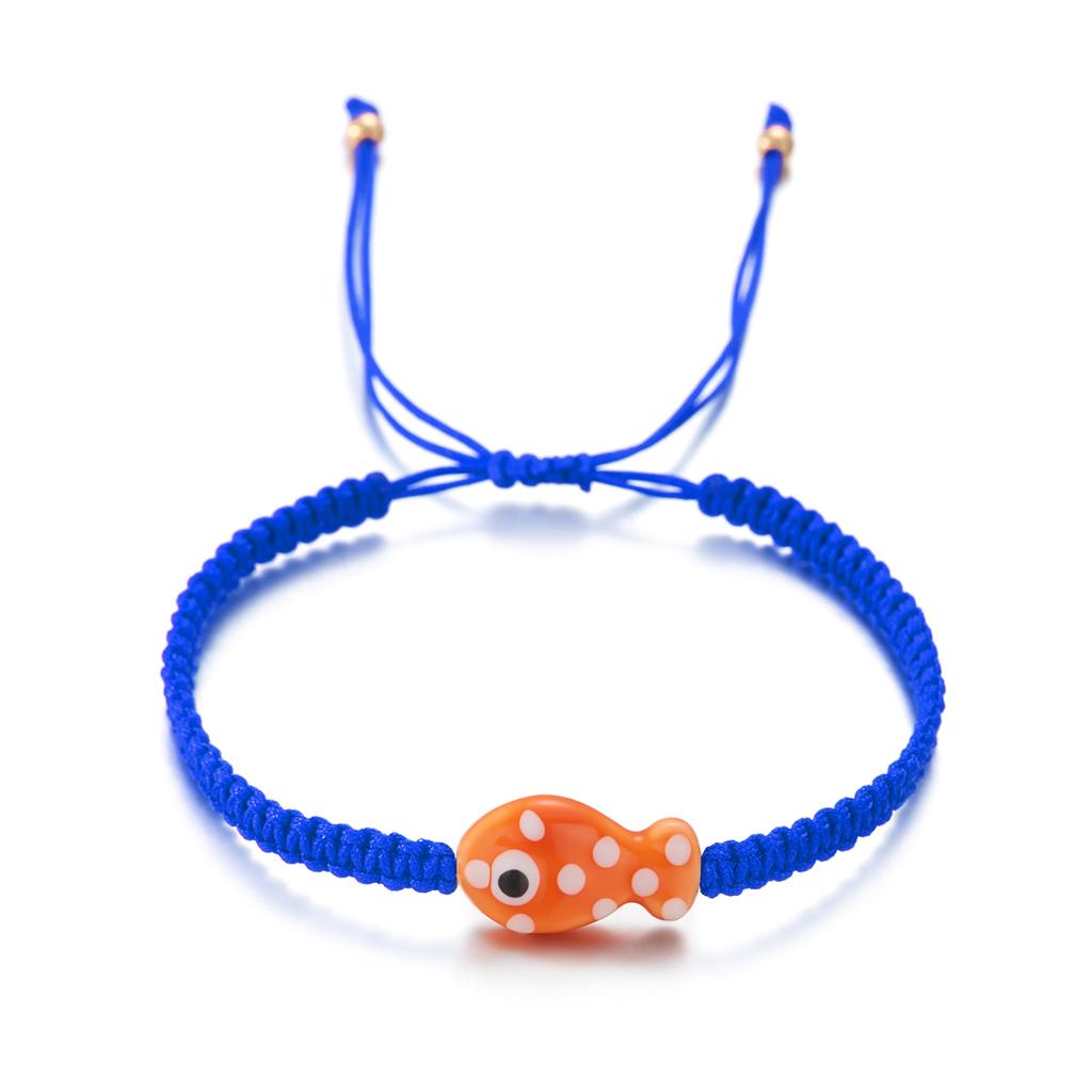 Pulsera trenzada de cerámica con pez koi de la suerte para mujer, multicolor, animal lindo, hecha a mano, ajustable, joyería de amistad