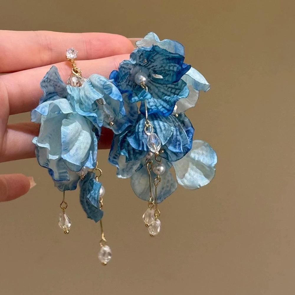 Imitation Pearl Long Tassel Earrings Sweet Temperament Dangle Earrings  Summer