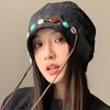 Korean Style Y2k Baggy Cap Beaded Decor Pullover Hats Vintage Beanies Cap  Women
