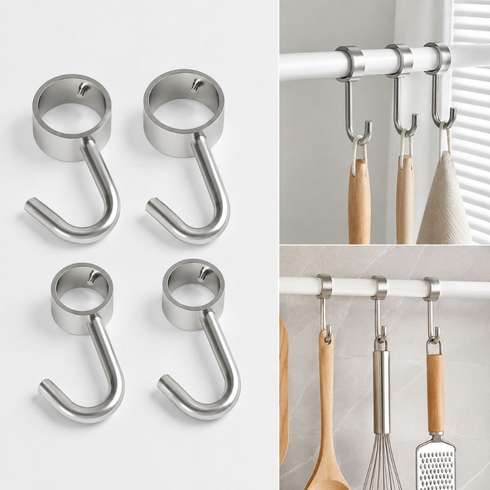 4pcs Rod Mount Pipe Hook Hanger Stainless Steel Tube Rod Hook Durable Hanging Pipe Hook  Home