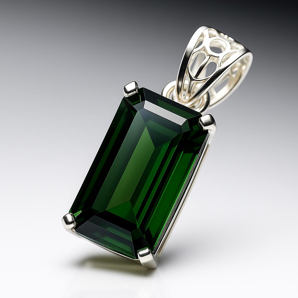 A+ ZERTIFIZIERT 23 Karat Natürlicher Grüner Turmal 925 Sterling Silber Smaragd Anhänger AI-21-NS