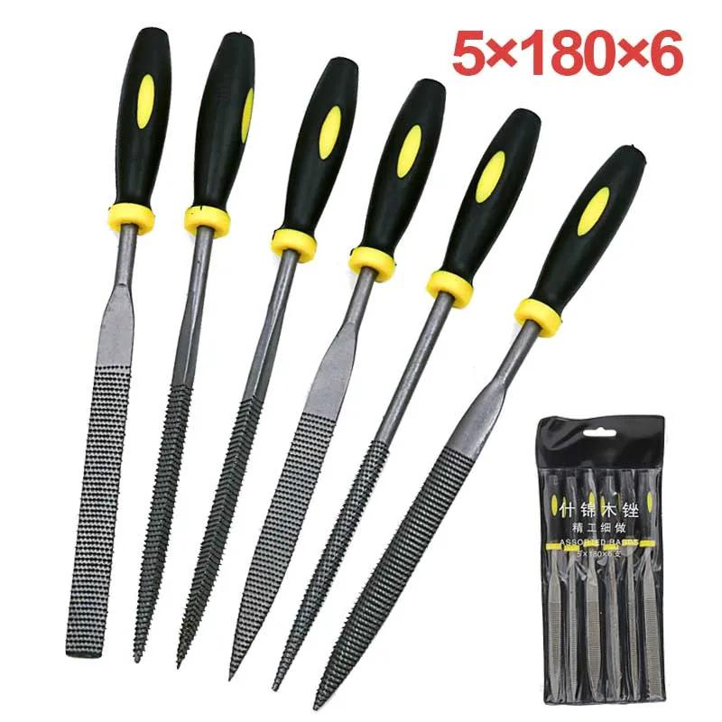 5x180mm 4x160mm 3x140mm Mini Wood Rasp - 6pcs Assorted Files Set Carpentry Filing Tool