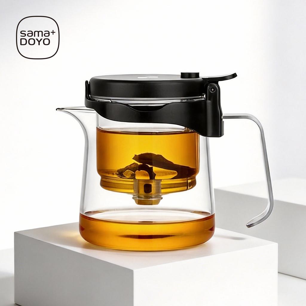 Bonston teiera con separatore a bolle isolante elegante, teiera in vetro resistente al calore, tazza da tè con filtro semplice