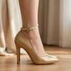 1 paio Cinghie Staccabili per Scarpe in Pelle PU Fibbia Metallica Cinghie Regolabili Lacci per Scarpe Tallone Anti-caduta Tacchi Alti Laccio per Scarpe