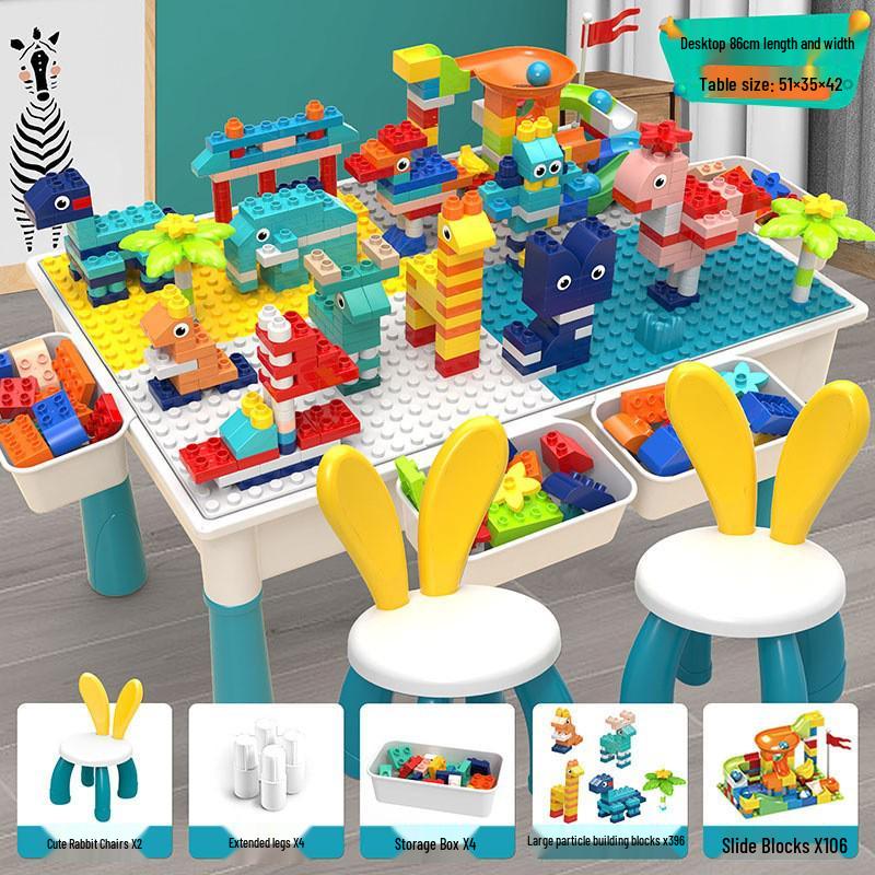 Multifunctional Building Block Table for Kids, Compatible with Large Lego Pieces, Educational Toy for Boys Ages 3-6