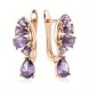 Luxurious Elegant Women Water Drop Shaped Synthetic Amethyst Inlaid Dangle Earrings Exquisite Wedding Party Jewelry Accessories