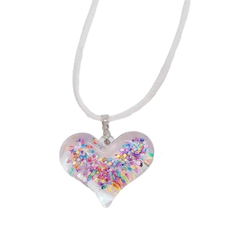 

Eye catching Acrylic Five Pointed Star Necklace with Sparkling Glitters Crystal Heart Charm Clavicle Chain Holiday Gift 1 белый