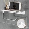 Toilet Paper Holder Phone Shelf 2 In 1 No Drill Wall Mount Bathroom Tissue Roll Storage Rack Organizer Bathroom Accessories