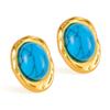 Retro Turquoise Stainless Steel Stud Earrings - Elegant & Unique Design for Women