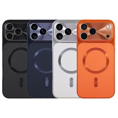 Motif Luxe Fibre de Carbone Kevlar Pour Coque Magsafe Pour iPhone 17 Air 16 15 Pro Max Antichoc Magnétique Chargement Sans Fil